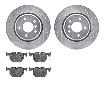 Dynamic Friction Co 7502-31039, Rotors-Drilled and Slotted-Silver with 5000 Advanced Brake Pads, Zinc Coated 7502-31039